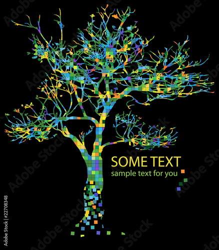 colorful tree and text