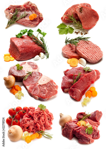 collage of red meat with ingredients-collage carni rosse