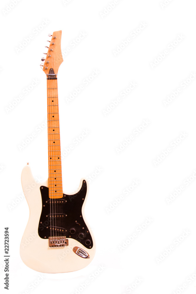 Obraz premium White electric guitar isolated on white background