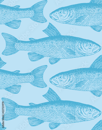 seamless vintage fish pattern (vector)