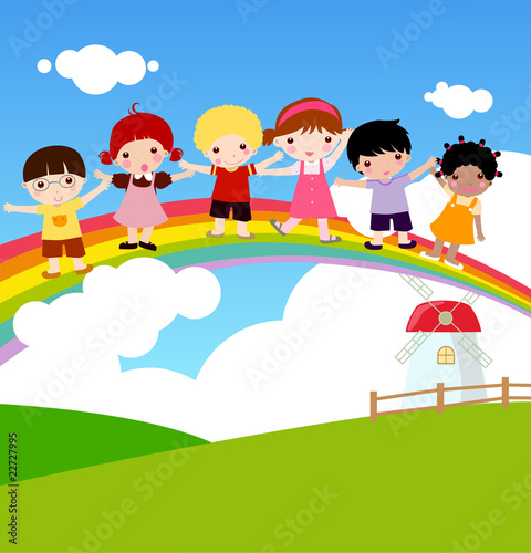 Children and rainbow