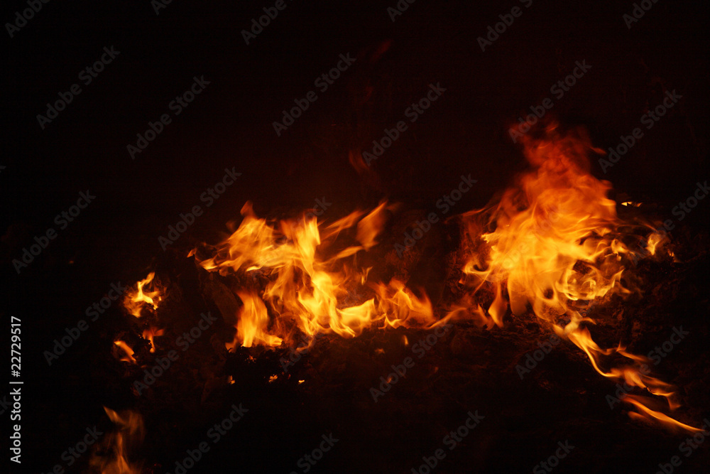 fire in stove stock photo