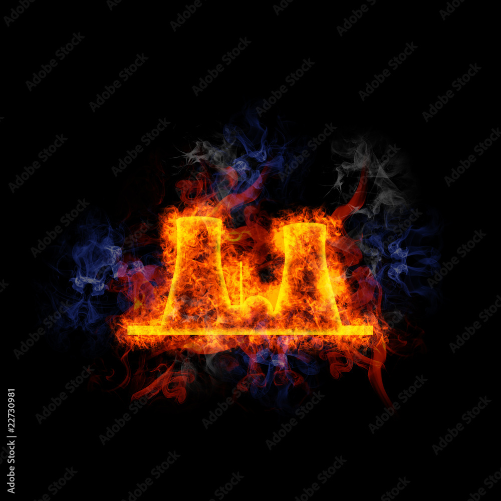 Fototapeta premium Fiery nuclear facility.