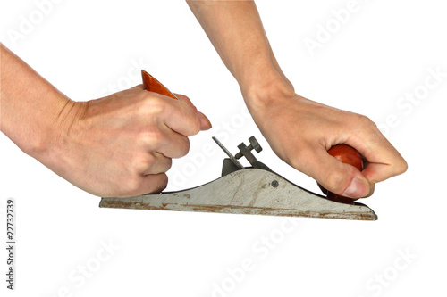 man's hand with old plane photo