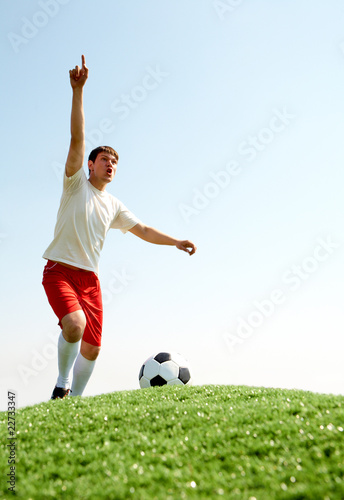 Soccer player shouting