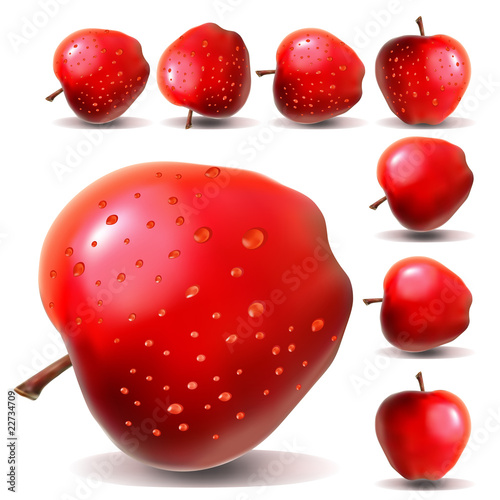 Red apple with water