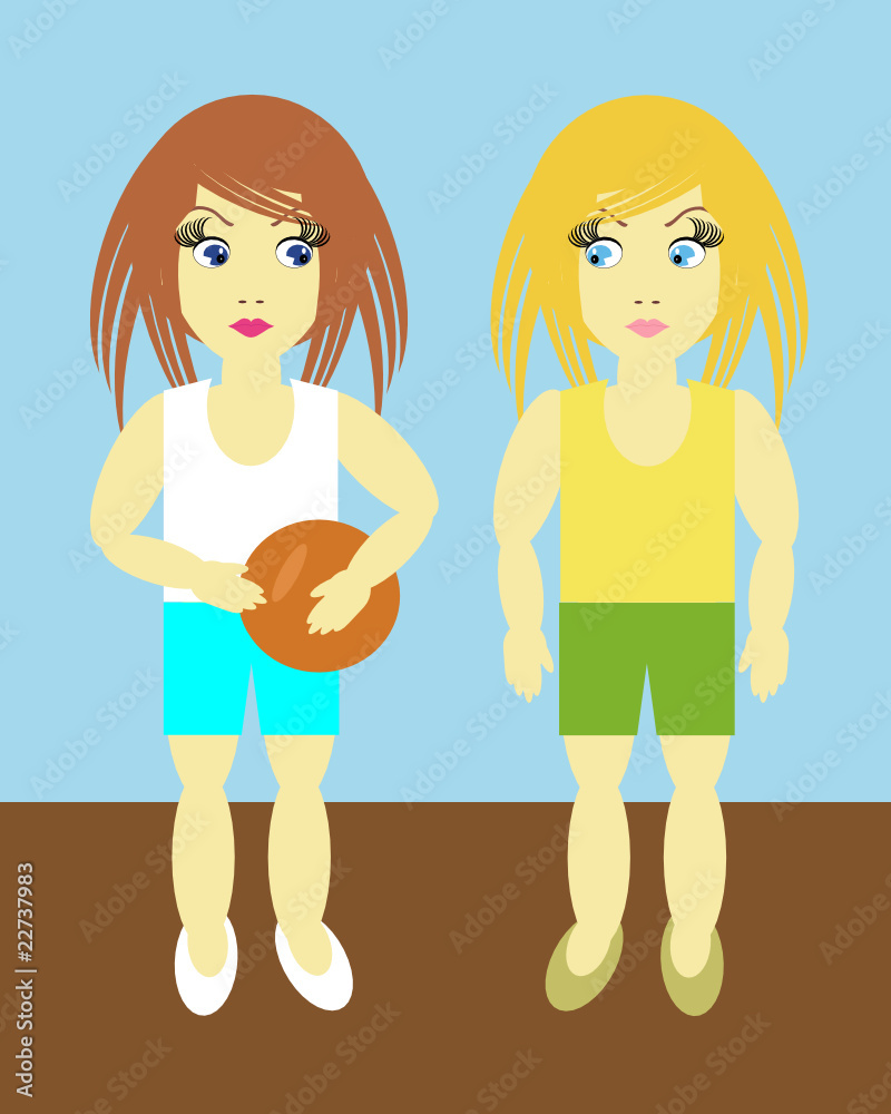 two girls with ball