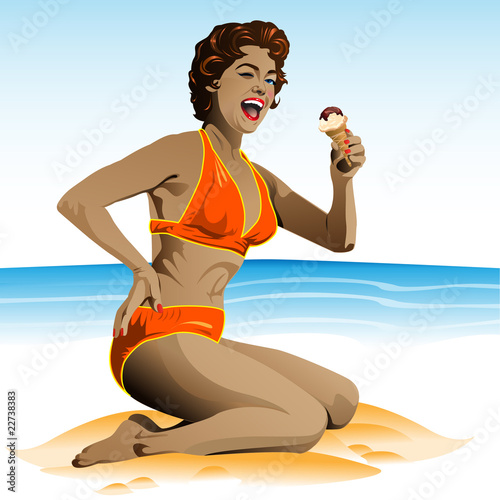 Summer pin-up with ice cream