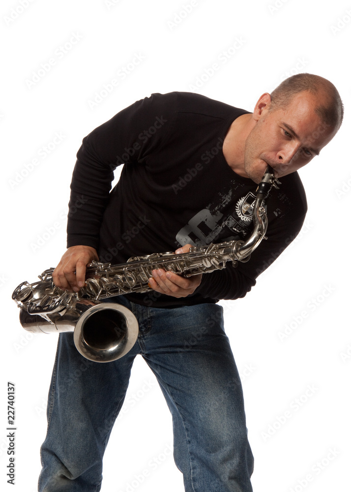 Naklejka premium Man with saxophone