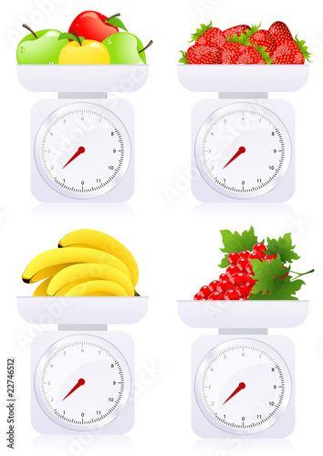 Scales with fruit