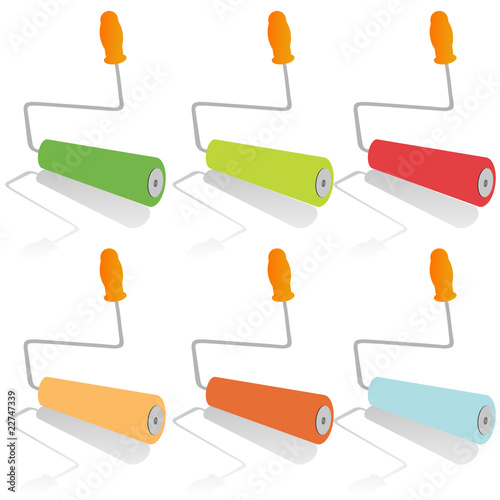 painting roller in mix color vector illustration