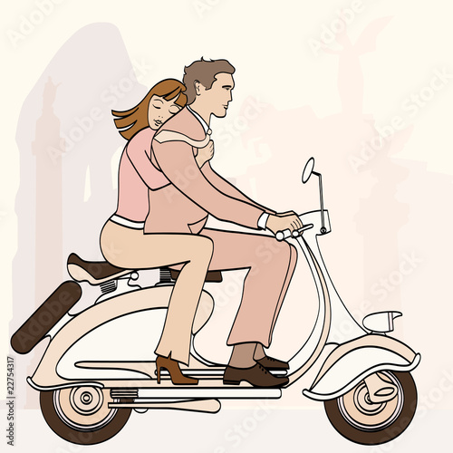 Italian couple on a scooter