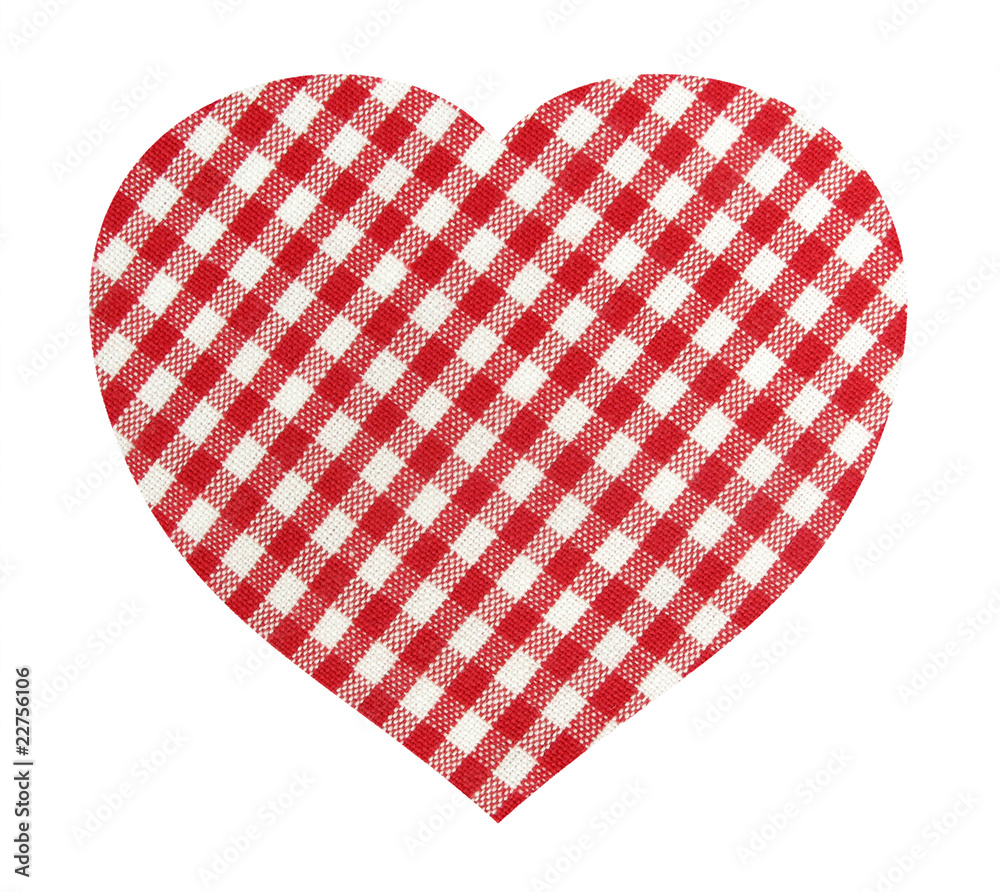 Heart shape made of textile plaid material Heart shape made of textile plaid material