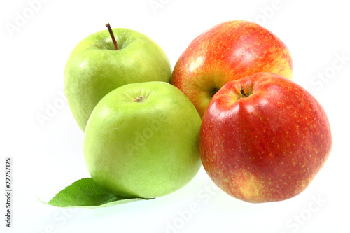 Ripe fresh red and green apples