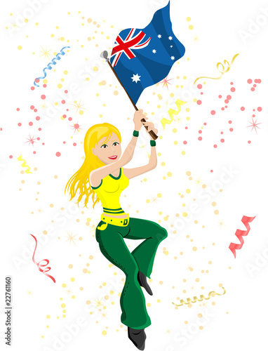 Australia Soccer Fan with flag