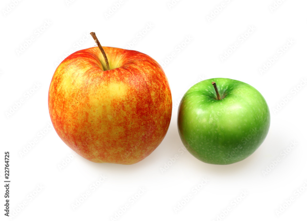 Green and red apples