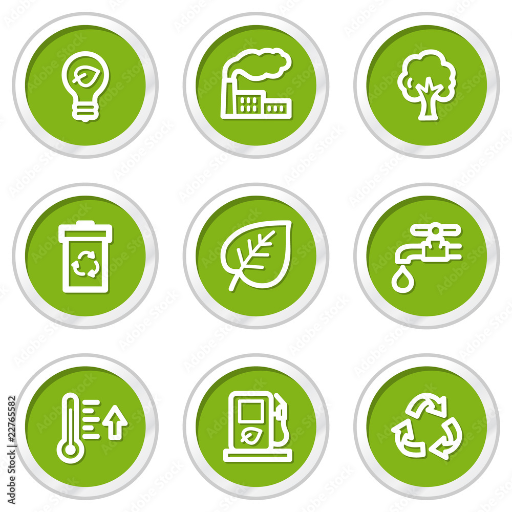 Ecology web icons set 1, green circle buttons Ecology web icons set 1, green circle buttons