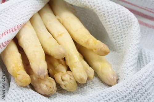 Spargel in Küchentuch
