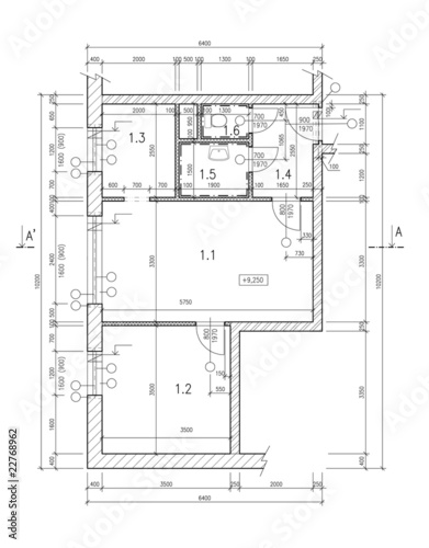 Construction drawing of a small flat.