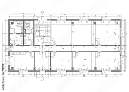 Construction drawing of an office building.