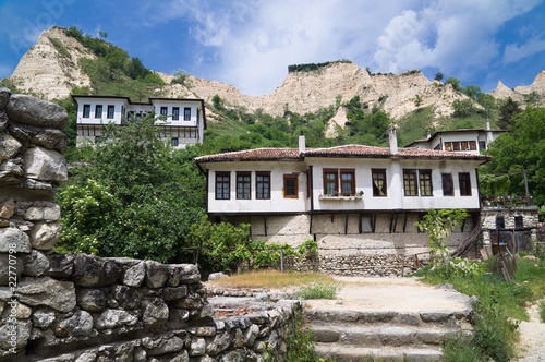Old houses and famous sand Pyramids in Melnik town, Bulgaria