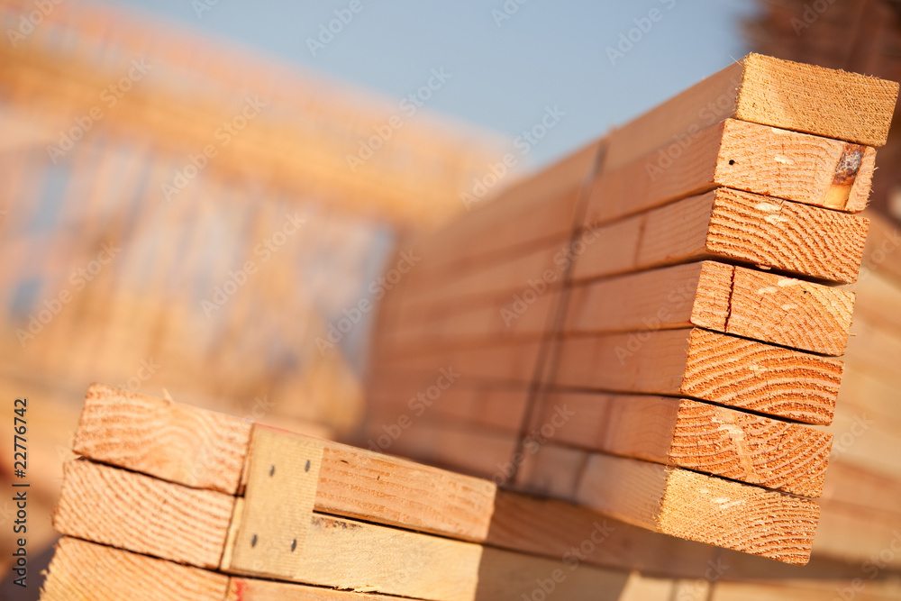 Stack of Building Lumber - obrazy, fototapety, plakaty 