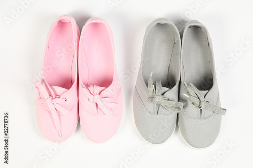 grey and pink women shoes with white background