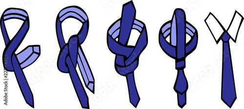 Tie knot. How to tie a tie. Vector illustration.