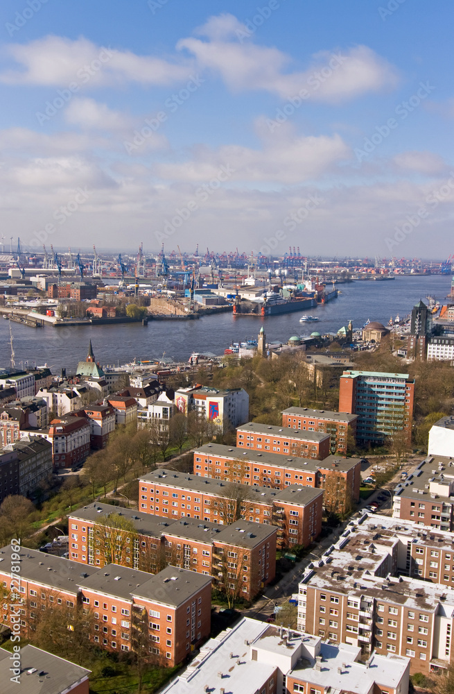 Fototapeta premium Panorama Hamburg, Hamburger Hafen, St. Pauli