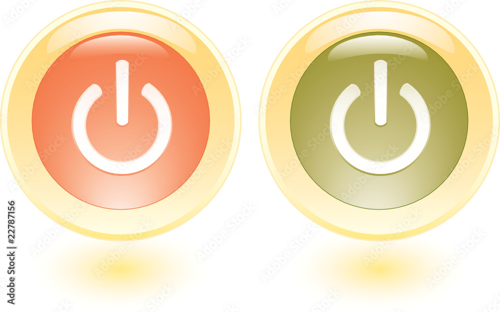 Vector icons with power on sign Vector icons with power on sign
