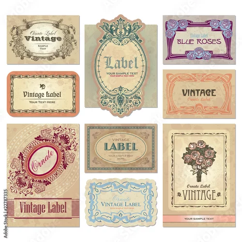 Fototapeta samoprzylepna zestaw starych etykiet (wektor)