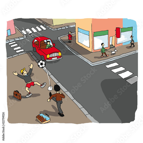 Jouer au football dans la rue