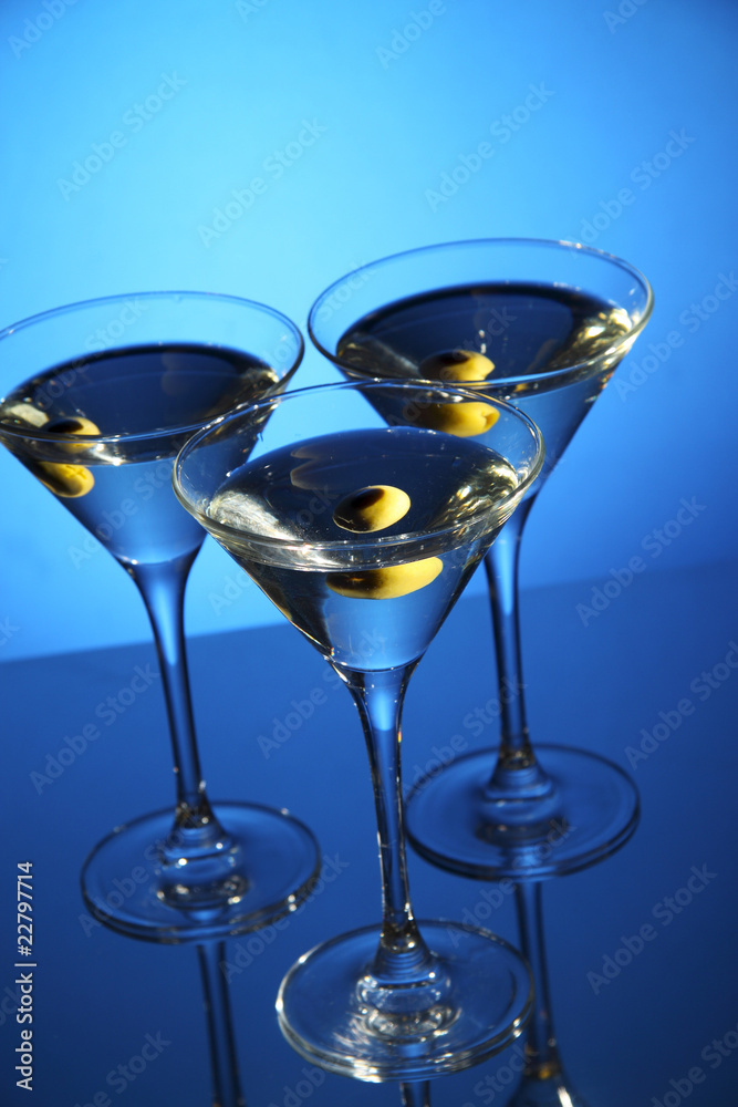 Martini glass with olive inside Martini glass with olive inside