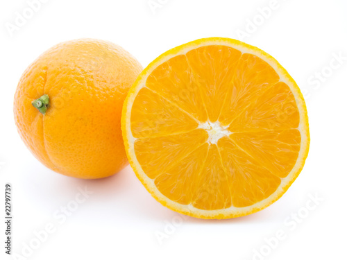 Ripe orange fruits isolated on white background