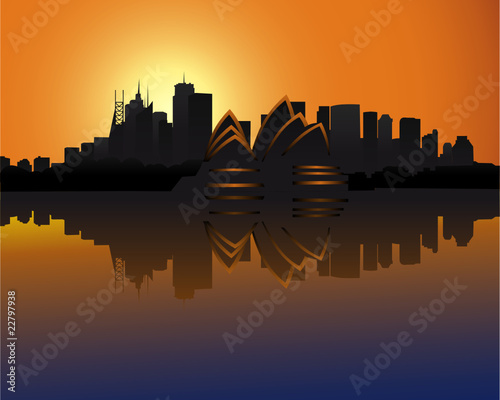 Sydney Skyline bei Sonnenuntergang