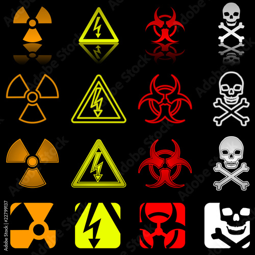 Schilderij op canvas Four danger icons in various styles