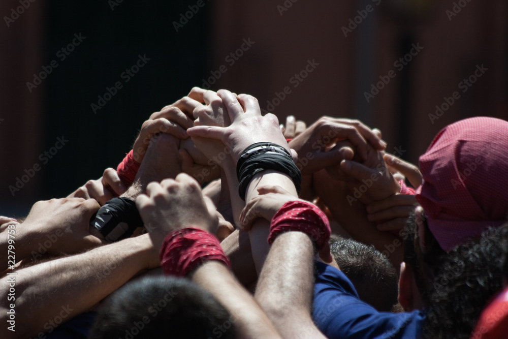 Fototapeta premium Castellers haciendo piña