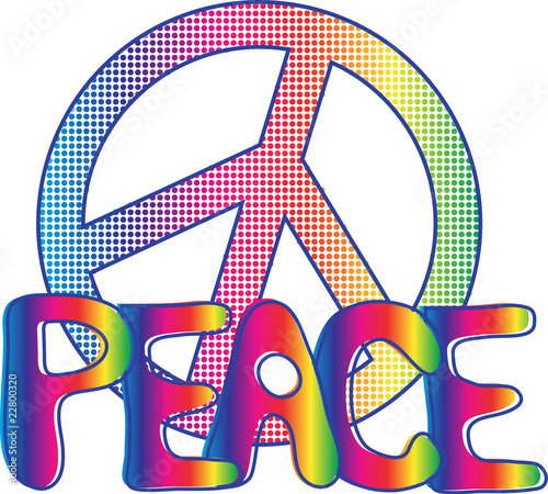 Peace sign and text
