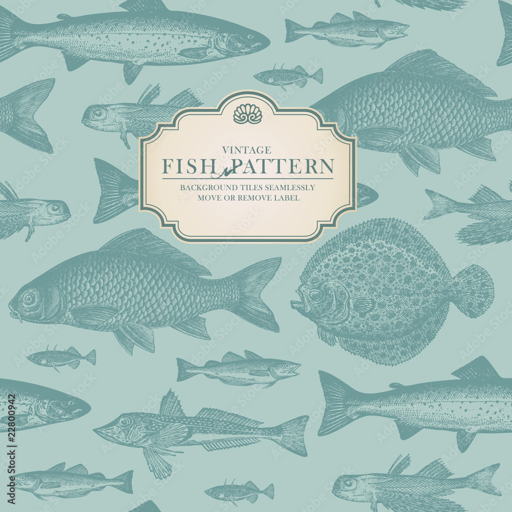 retro fish pattern (background behind label tiles seamlessly)