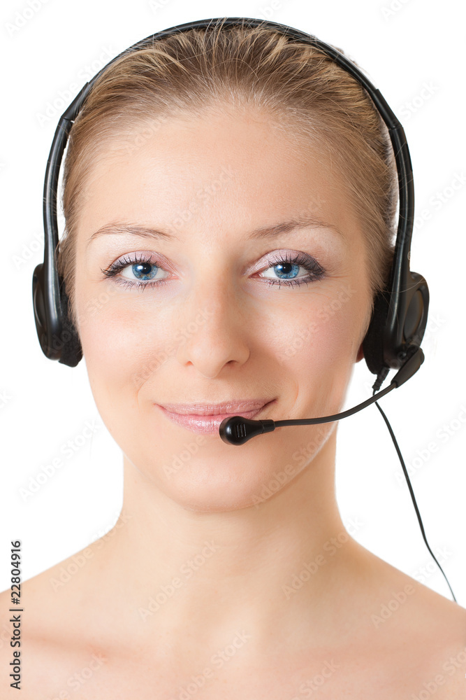 Woman with headphones and microphone Woman with headphones and microphone