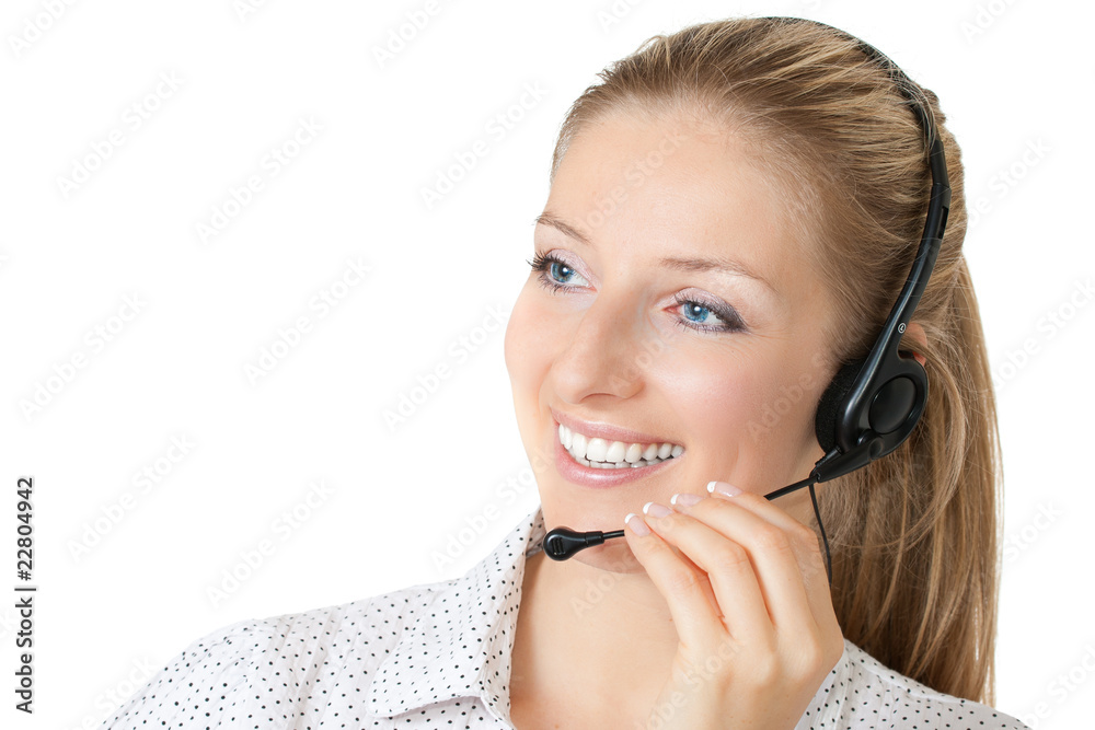 Woman with headphones and microphone Woman with headphones and microphone