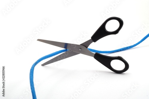 network cable and scissors photo