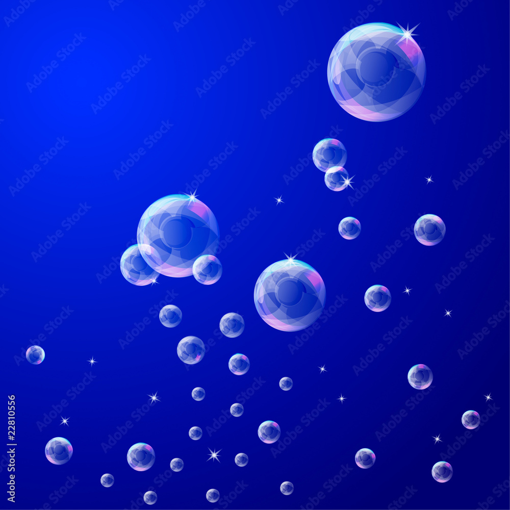 Bubbles on the dark blue background,