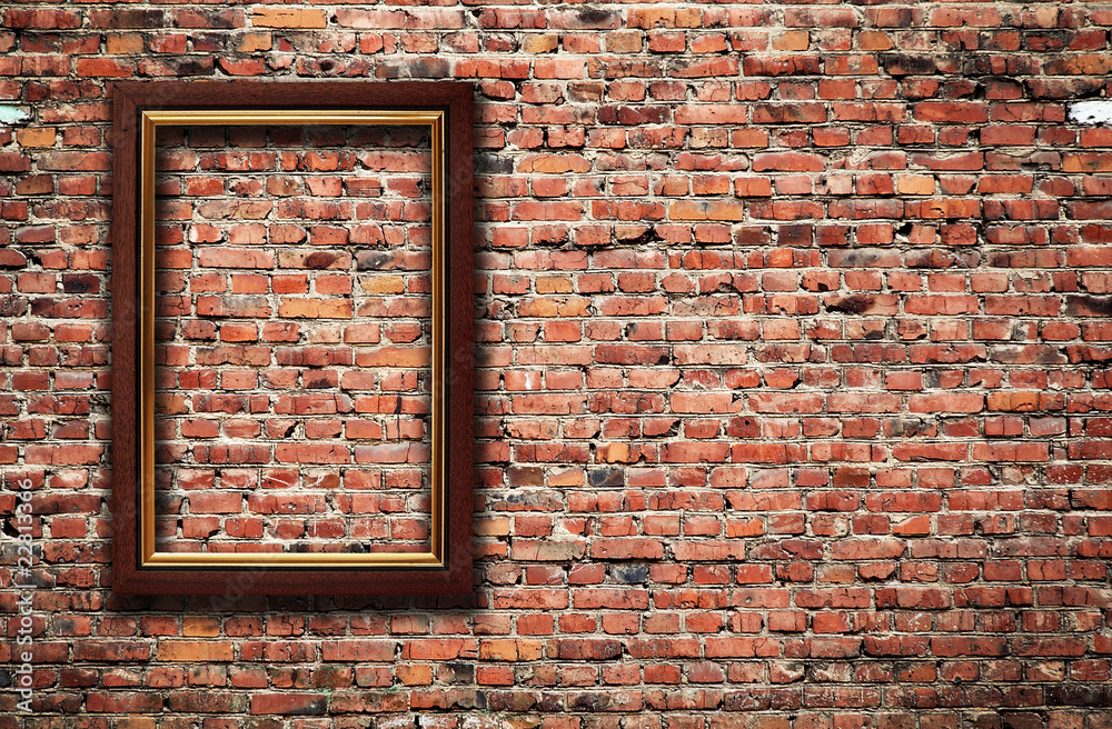 photo frame on brick wall photo frame on brick wall