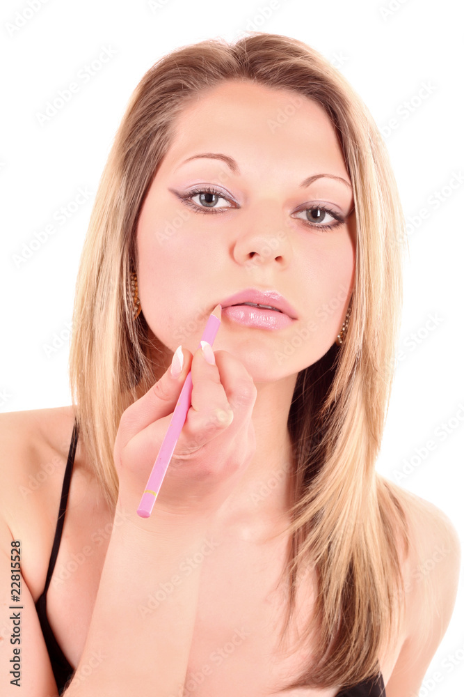 Beautiful young woman face with applying natural beauty make-up Beautiful young woman face with applying natural beauty make-up