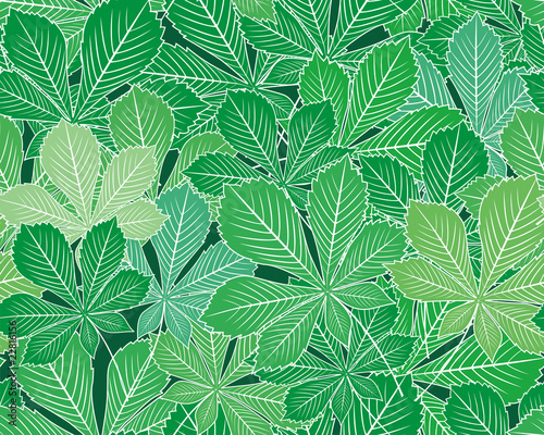 Spring horse-chestnut leaves vector seamless texture