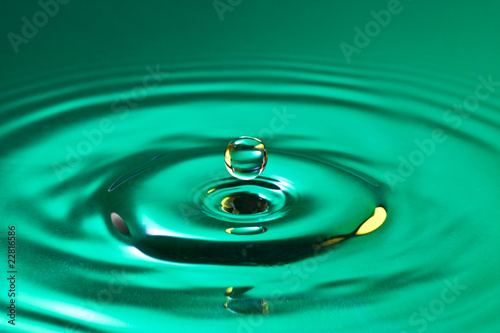 tranquility conceptual. calm droplet splash in a water