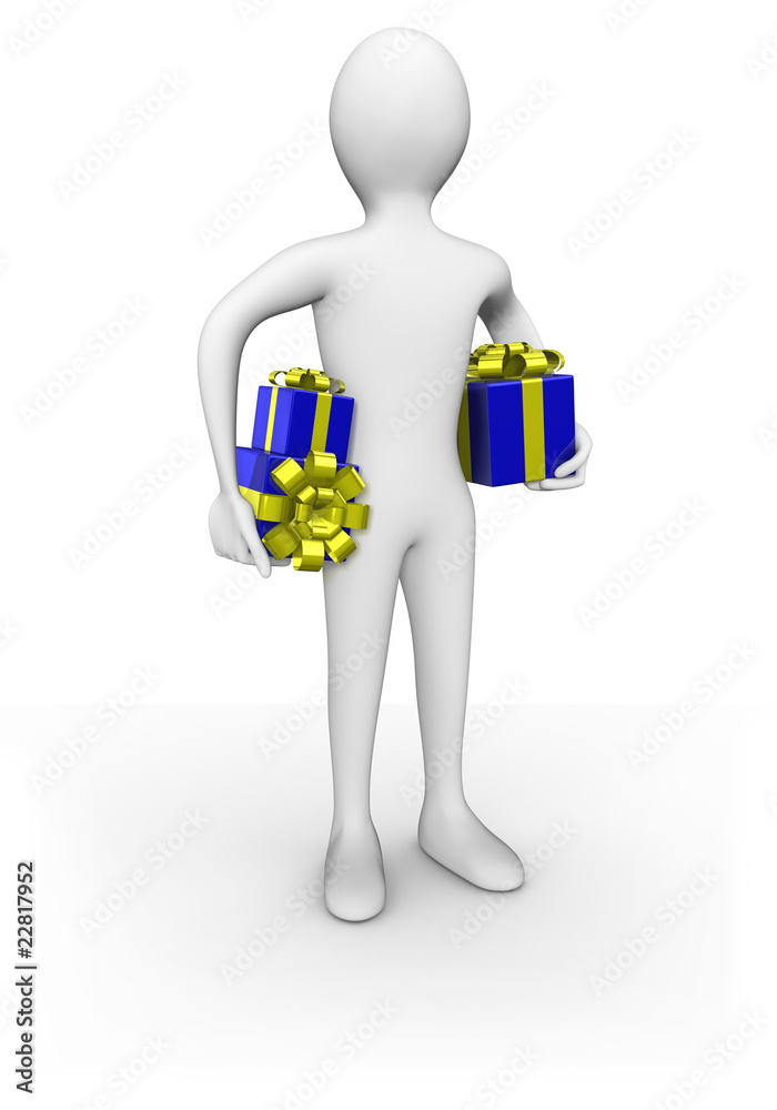 Personnage 3d portant des paquets cadeaux Personnage 3d portant des paquets cadeaux