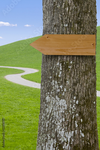 Holzschild am Baum
