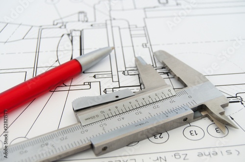 Technische Zeichnung, technical drawing caliper 2